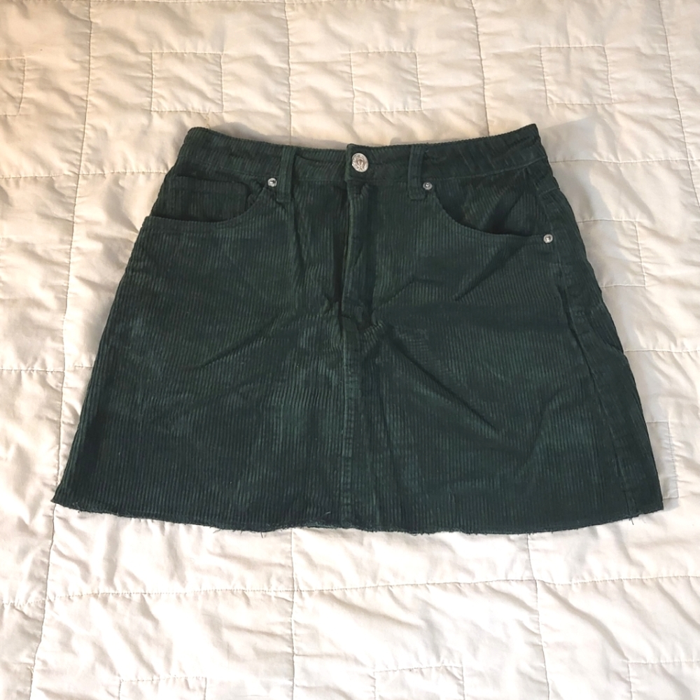 Corduroy dark green mini skirt